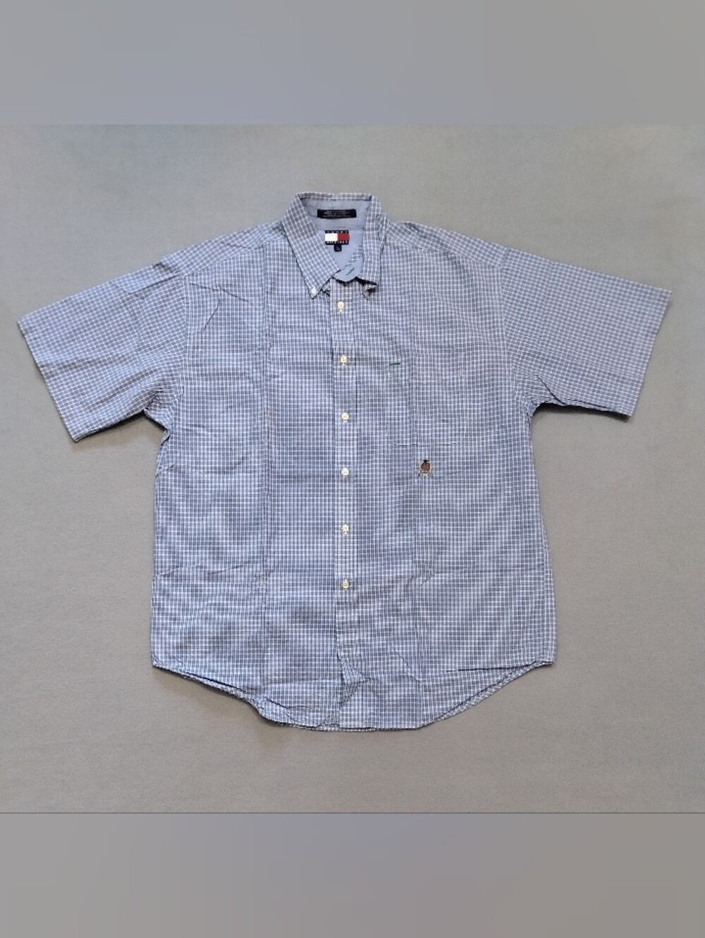 Vintage Y2K Tommy Hilfiger Plaid Short Sleeve Button Up Shirt Men's